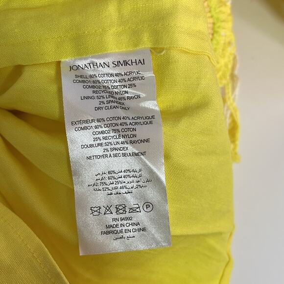 Jonathan Simkhai Tazzie Floral Crochet Limon Yellow Mini Dress Size 2 - Picture 8 of 8